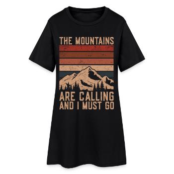 The Mountains Are Calling Wandern Berge Geschenk - Frauen T-Shirt-Kleid - Schwarz - Vorne