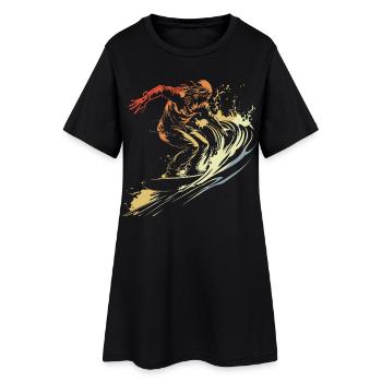 Surf Vintage - Robe T-shirt Femme - noir - Devant