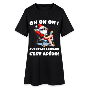 Joyeux Noel 2024 Père Noel Apero cadeau Noel Homme - Robe T-shirt Femme - noir - Devant