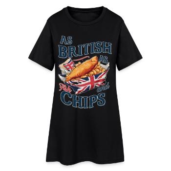 British Pride Fish and Chips Union Jack Design - Robe T-shirt Femme - noir - Devant