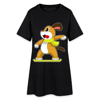 Snowboard chien snowboardeur - Robe T-shirt Femme - noir - Devant