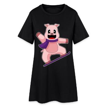 Pig Snowboarder Snowboard - Robe T-shirt Femme - noir - Devant