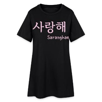 Saranghae i love you k drama - Robe T-shirt Femme - noir - Devant