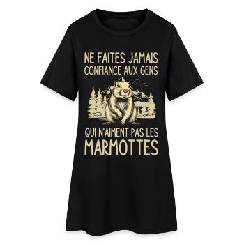pas confiance gens qui n aiment pas les marmottes - Robe T-shirt Femme - noir - Devant