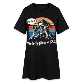Oh schau mal, niemand kümmert sich um Sensenmann Humor Design - Frauen T-Shirt-Kleid - Schwarz - Vorne