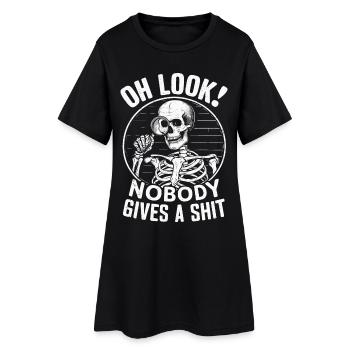 Oh schau Skelett Niemand kümmert sich um schwarzen Humor Design - Frauen T-Shirt-Kleid - Schwarz - Vorne