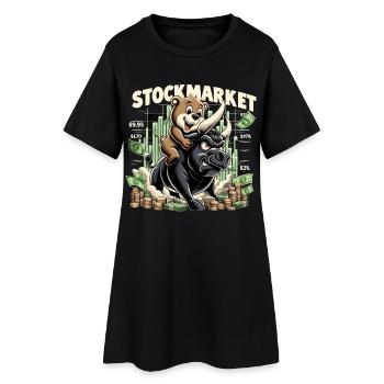 Bourse Marché boursier Bull Bull Bear Profit Gift - Robe T-shirt Femme - noir - Devant