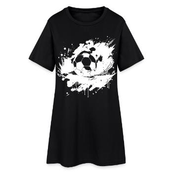 Lustiger Fußball - Frauen T-Shirt-Kleid - Schwarz - Vorne