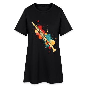 Flûte éclaboussée de couleur - Robe T-shirt Femme - noir - Devant