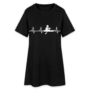 Battement de cœur de bonhomme allumette d’aviron - Robe T-shirt Femme - noir - Devant