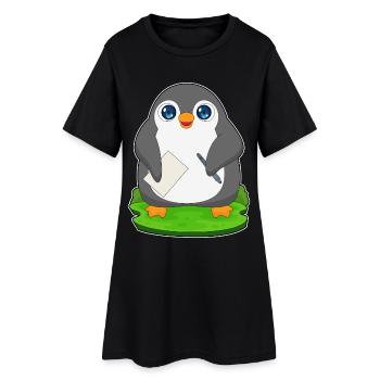 École de papier étudiant Penguin - Robe T-shirt Femme - noir - Devant