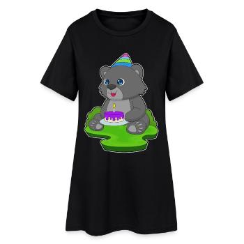 Gâteau d’anniversaire de la panthère - Robe T-shirt Femme - noir - Devant