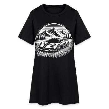 Silhouette Oldtimer Retro-Oldtimer T-Shirt - Frauen T-Shirt-Kleid - Schwarz - Vorne