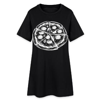 Dessin de pizza - Robe T-shirt Femme - noir - Devant