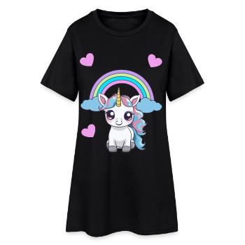 Licorne Licornes Enfant Enfants Bébé Tout-petit Coeur - Robe T-shirt Femme - noir - Devant