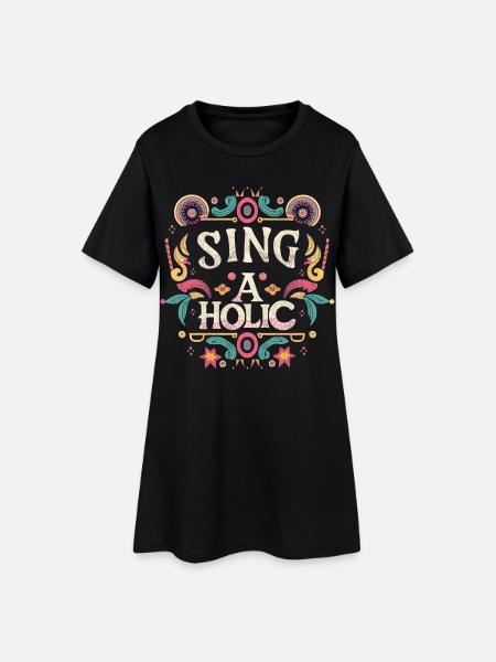 Sing-aholic - Frauen T-Shirt-Kleid - Schwarz