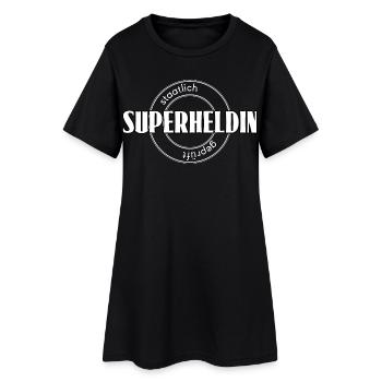 Superheldin - Frauen T-Shirt-Kleid - Schwarz - Vorne