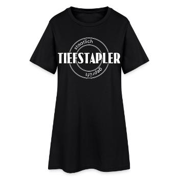 Tiefstapler - Frauen T-Shirt-Kleid - Schwarz - Vorne