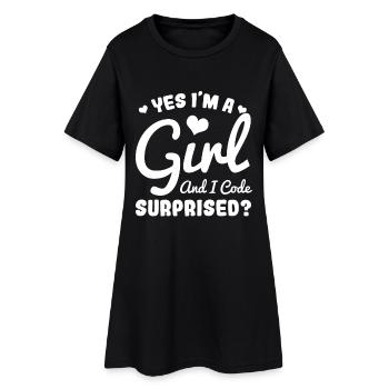 Yes I'm A Girl And I Code Surprised - Frauen T-Shirt-Kleid - Schwarz - Vorne