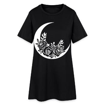 Weißer blühender Mond - Frauen T-Shirt-Kleid - Schwarz - Vorne