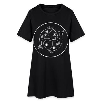 Signe du zodiaque poisson (blanc) - Robe T-shirt Femme - noir - Devant