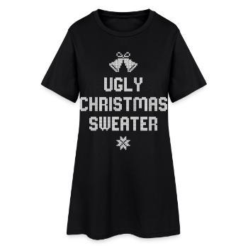 Christmas Sweater - Frauen T-Shirt-Kleid - Schwarz - Vorne