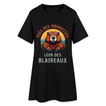Humour marmotte randonnée Rando nature - Robe T-shirt Femme - noir - Devant