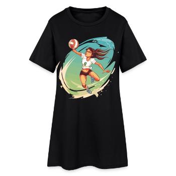 Volleyballspielerin Comic Stil - Frauen T-Shirt-Kleid - Schwarz - Vorne
