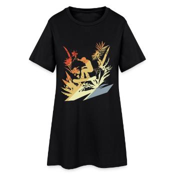 Snowboard rétro - Robe T-shirt Femme - noir - Devant