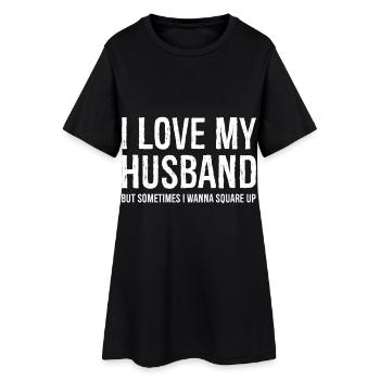 Lustige Mutter Frau Geschenk Shirt Ich liebe meinen Mann - Frauen T-Shirt-Kleid - Schwarz - Vorne