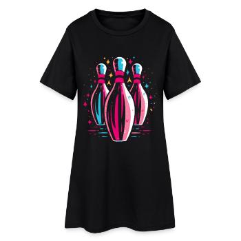Bowling 80s Look - Women’s T-Shirt Dress - black - Front