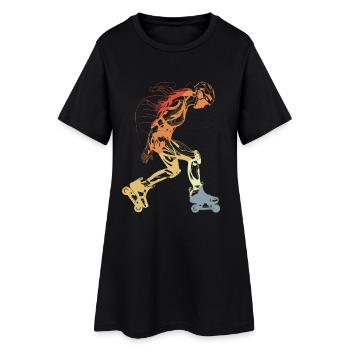 Vintage Roller Skate Mädchen - Frauen T-Shirt-Kleid - Schwarz - Vorne