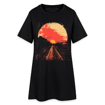 Illustration ferroviaire - Robe T-shirt Femme - noir - Devant