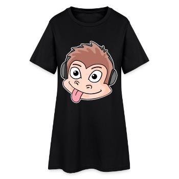 tête de singe animal casque musique - Robe T-shirt Femme - noir - Devant