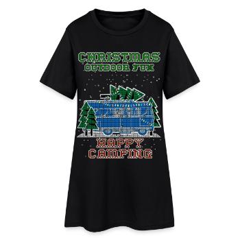 christmas Camping - Frauen T-Shirt-Kleid - Schwarz - Vorne