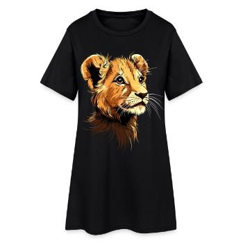 Crinière de Lion Jeune Lion Sauvage Petits Lions Mignons - Robe T-shirt Femme - noir - Devant