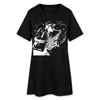 Croquis de saxophoniste - Robe T-shirt Femme - noir - Devant