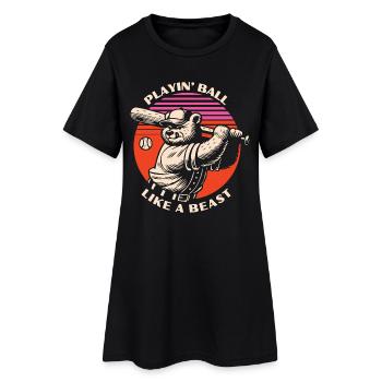 Baseball bête ours - Robe T-shirt Femme - noir - Devant