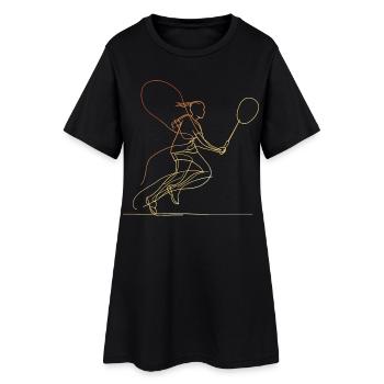 Badminton Player Sketch - Women’s T-Shirt Dress - black - Front