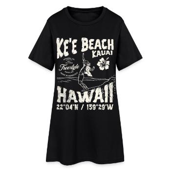 Aloha Surfing Surfboard Hawaii Design - Robe T-shirt Femme - noir - Devant