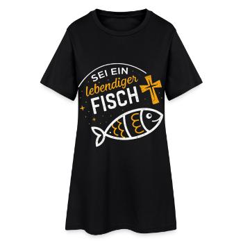 Lebendiger Fisch Zitat Illustration - Frauen T-Shirt-Kleid - Schwarz - Vorne