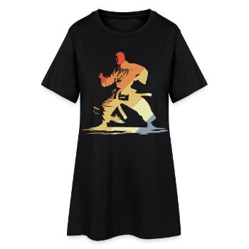 Dessin Karateka Vintage - Robe T-shirt Femme - noir - Devant