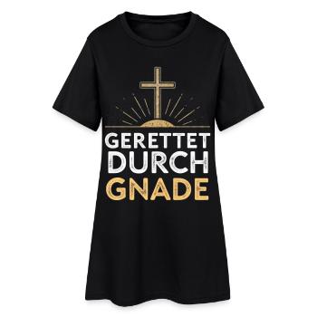 Gerettet durch Gnade Kreuzdesign - Frauen T-Shirt-Kleid - Schwarz - Vorne