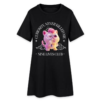 Curiosity Never Killed Me – Nine Lives Club - Frauen T-Shirt-Kleid - Schwarz - Vorne