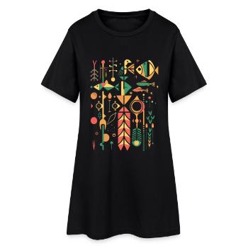 Lustiges Fischen - Frauen T-Shirt-Kleid - Schwarz - Vorne