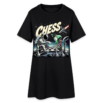 Astronaute Alien Chess Rocket Universe Cadeau - Robe T-shirt Femme - noir - Devant