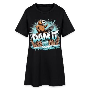 Beaver Dam Damn Funny Beaver Gift - Women’s T-Shirt Dress - black - Front