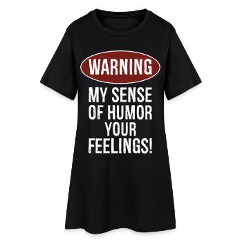 Avertissement : mon sens de l’humour pourrait vous blesser - Robe T-shirt Femme - noir - Devant