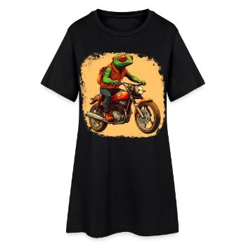 Chameleon Motorcycle / Motorcyclist Chameleon - Women’s T-Shirt Dress - black - Front