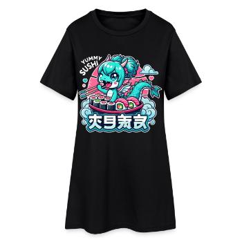 Cadeau Dragon Maki Sushi Kawaii - Robe T-shirt Femme - noir - Devant